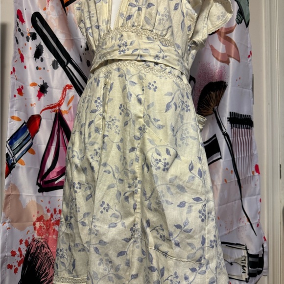 NWOT Reformation unlined pastel blue flowered country cotton smock pocket dress - Picture 15 of 16